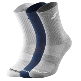 CHAUSSETTES BABOLAT BLANC/GRIS/BLEU JUNIOR X3