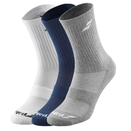 CHAUSSETTES BABOLAT BLANC/GRIS/BLEU JUNIOR X3